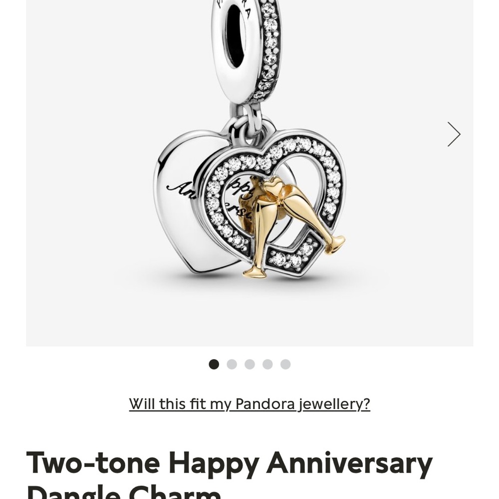 Happy Anniversary Silver and 14K Pandora Charm
